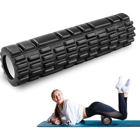 Rouleau de Massage Adulte Unisexe Rouleau Massage en Mousse à Quadrillage Foam Roller pour Soulager les Tensions Musculaires la Pression dans le Dos Rouleau de Massage Musculaire 30×8cm (Noir) (1/5)