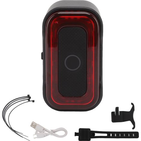 Phare Arrière Vélo USB Rechargeable, 16 LEDs, Capteur de Frein Intelligent, pour VTT et Ville (1/5)