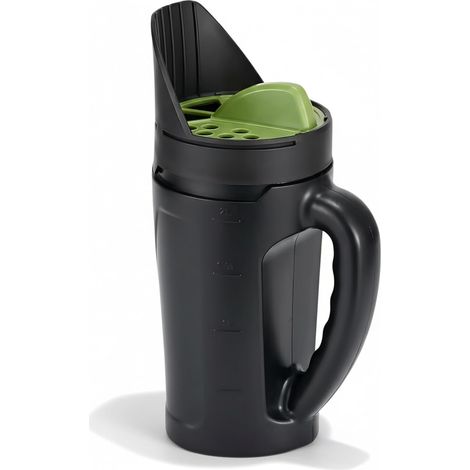 Diffuseur manuel, capacité de 2,5 litres, diffuseur réglable à 3 niveaux (6-30 mm), pour engrais et sel, noir/vert. (1/5)