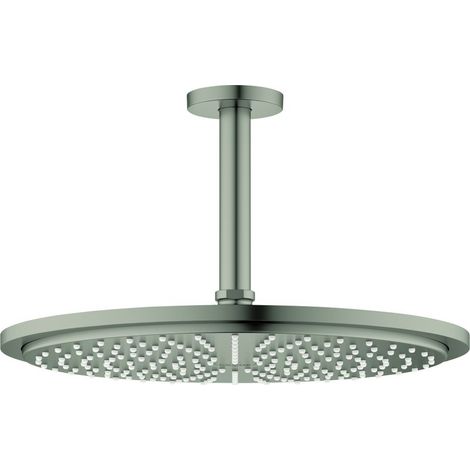 GROHE Kopfbrauseset Rainshower Cosmopolitan 310 100739, 1 Strahlart, Metall-Kopfbrause (27 478), Deckenauslass 142 mm, Maximaler Durchfluss (bei 3 bar): 8 l/min, satin steel (1/4)