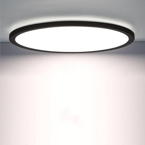 Plafonnier LED Rond Ultra Plat avec Détecteur de Mouvement, 18W 1800lm 4000K, Ø22cm, IP44 Étanche – Lampe de Plafond Noire pour Couloir, Cave, Salle de Bain, Garage, Intérieur (1/5)