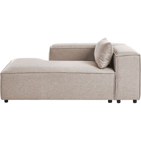 Chaise Longue à Droite Moderne en Tissu avec Accoudoirs Marron Clair Brande (1/5)