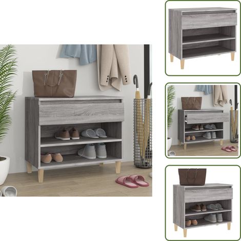 Schuhregal Grau Sonoma 70x36x60 cm Holzwerkstoff - Schuhschrank - Schuhregal - Garderobe - Flurmöbel - Holzwerkstoff (1/5)