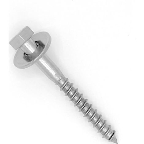 25 - Tirefond - Vis à bois - Acier inoxydable AISI 304 - Fixation bois et contreplaqué - Intérieur et extérieur - Argent - 8x100 cm