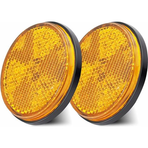 2 pièces général moto camion LED réflecteur de frein réflecteur feu arrière clignotant côté lumière Camion de Moto Automobile (Jaune),Seuçais (1/5)