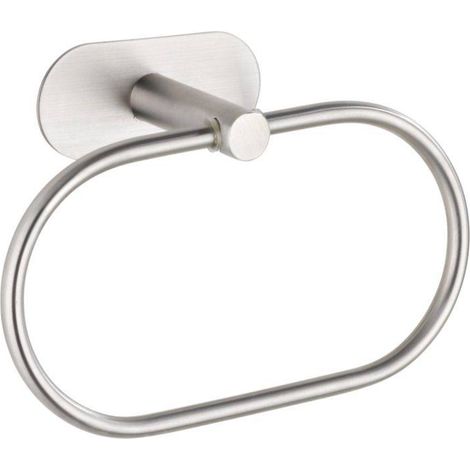 WENKO Turbo-Loc® Edelstahl Handtuchring Orea Matt, Handtuchhalter, Befestigen ohne bohren, Silber matt, Edelstahl rostfrei matt (1/5)