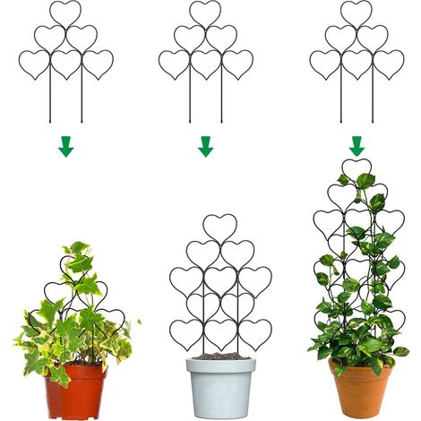Treillis pour plantes grimpantes d'intérieur et d'extérieur, ensemble de 3 treillis métalliques empilables