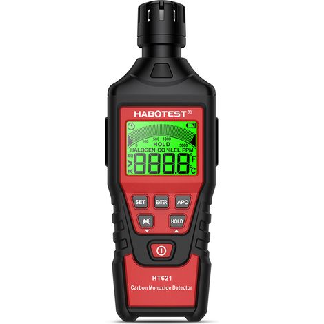 Détecteur Monoxyde de Carbone Portable, Détecteur CO+Alarme Sonore et Visuelle, 0-5000PPM, Alarme CO, Écran LCD Rétroéclairé (1/5)