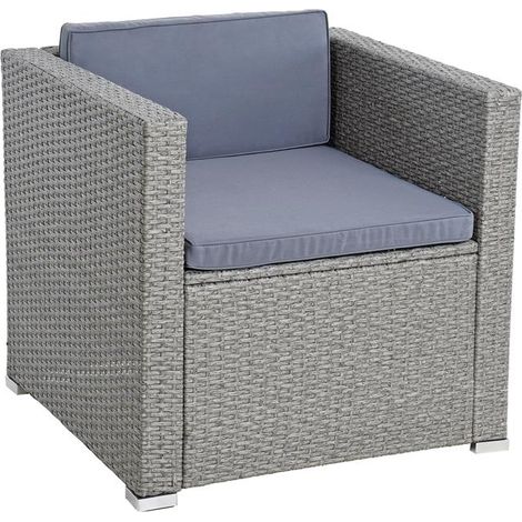 Polyrattan Loungesessel Gartensessel Rattan Sessel Gartenstuhl Stuhl Grau-Mix (1/5)