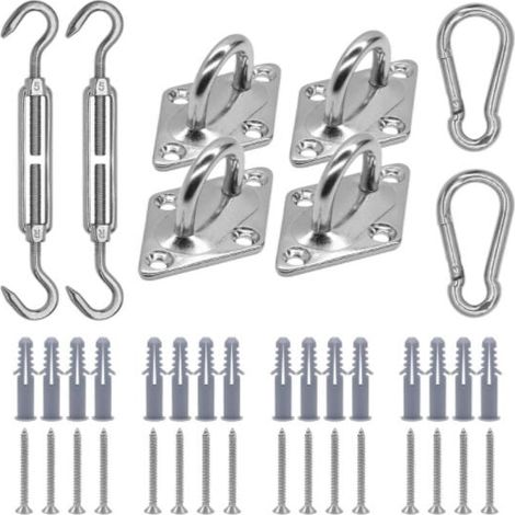 Kit di montaggio per vela ombreggiante, kit di montaggio per vela parasole, montaggio per telo ombreggiante, montaggio triangolare e quadrato, montaggio rettangolare, acciaio inossidabile 316 di grado (1/4)
