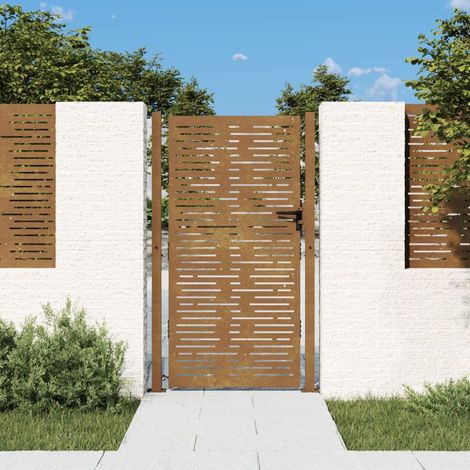 Portail de jardin Portail de clôture Portillons de jardin 105x180 cm acier corten conception de carré XRJR641608 (1/5)