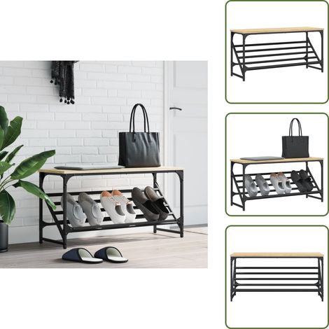 The Living Store Étagère à chaussures chêne sonoma 90x30x45 cm bois d'ingénierie - Étagère À Chaussures - Meuble Entrée - Rangement Chaussures - Organiseur Chaussures - Meuble Chaussure (1/5)