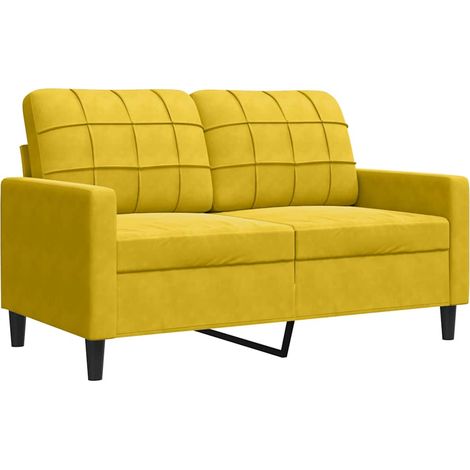 Canapé Sofa à 2 places Jaune 120 cm Velours (1/5)