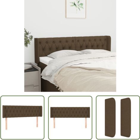 royaluxe-The Living Store Tête de lit avec oreilles Marron Foncé 147x16x78/88 cm Tissu - Tête De Lit - Têtière - Literie - Meuble De Chambre - Décoration Chambre (1/5)