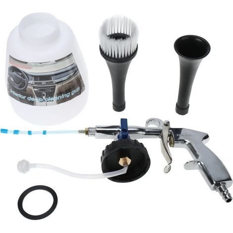 Pistolet de nettoyage intérieur de voiture Pistolet à air comprimé Pistolet pulvérisateur avec bouteille en mousse et brosse (1/5)