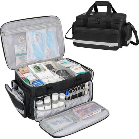 Trousse d'urgence Vide pour infirmière, Grande Sac de Médecine, Portable Sac médical de Voyage, Organisateur de Pilule pour Travail, Voiture, Maison, Bureau, Voyages (Noir)