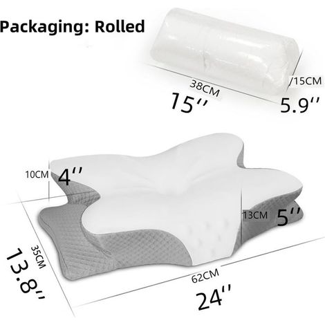 Schmetterlingsförmiges Nackenstützkissen, ergonomischer Memory-Schaum zur Linderung von Nackenschmerzen – Grau (1/5)