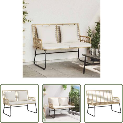 vidaXL Gartenmöbel - Gartenbank Braun und Creme Poly-Rattan (1/5)