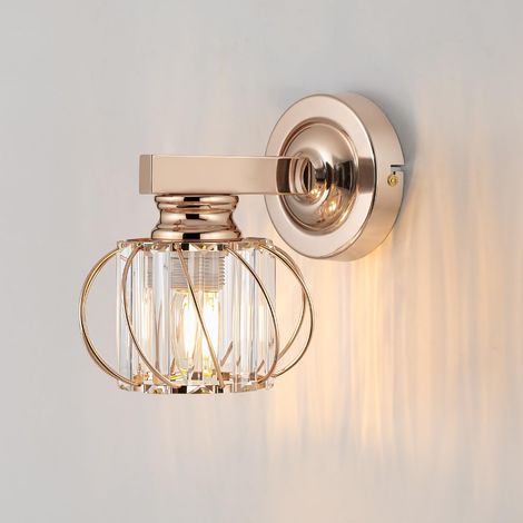 Applique Murale Intérieure, Lampe en cristal, Douille E27 Doré Luminaire Lampe Mural pour Salon Chambre Couloir Entrée Escalier Hôtel,Ampoule Non Incluse (1/5)