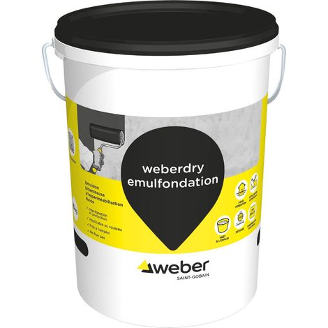 Weber Saint-Gobain Revêtement d'imperméabilisation bitumineux pour travaux d'imprégnation et de protecteur des matériaux poreux , 25kg, prête à l'emploi et facile d'application, WEBERDRY EMULFONDATION
