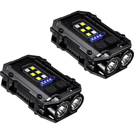 Linterna con clip de 500 lúmenes, 2 unidades, 8 modos, luz de seguridad recargable para corredores, linterna COB portátil para trabajo nocturno (1/5)