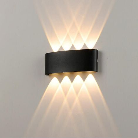Applique Murale Interieur Noir LED 8W Lampe Murale Moderne, Applique Luminaire En Aluminium, Up Down Spot Lumière Nuit Lampe pour Salon Chambre Hall Escalier Pathway (Blanc chaud),Fonepro (1/5)