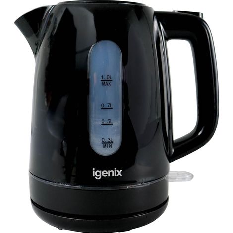 Igenix IGK01022B Corless Electric Jug Kettle, 2200 Watt Rapid Boil, 1 Litre Capacity, Black