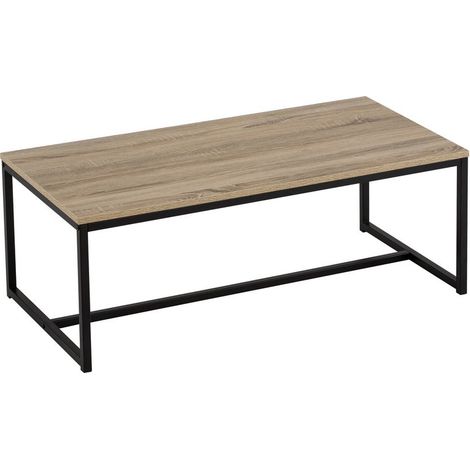Table basse fixe rectangulaire 100x50x36cm – Bois MDF et métal noir – Élégante et sobre pour salon moderne – Lolahome (1/4)
