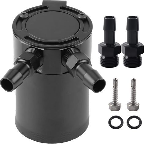 EVGATSAUTO Récupérateur d'huile compact à 2 ports, universel et universel, pour réservoir d'huile, bidon noir à 2 ports (1/5)