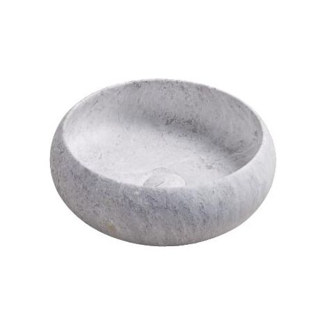 ONDEE ZEN - Vasque ronde à poser SORA - Céramique - Marbre gris - Dim : Ø36 x h.12 cm