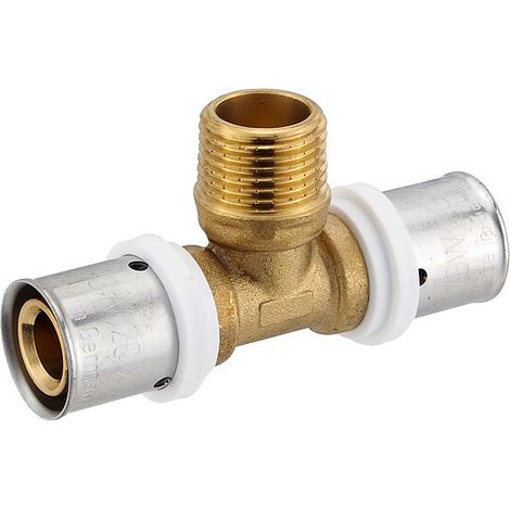Pressfitting-T-Stück 20 x 2,0 - 1/2 Zoll Außengewinde - 20 x 2,0 mm für MV-Rohr