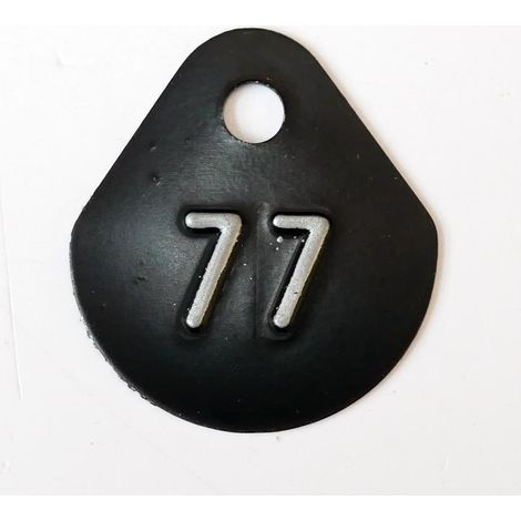 Chiffre goutte d'eau fond noir (à l'unité) estampé "77" en relief blanc hauteur d'écriture 11mm DERANCOURT