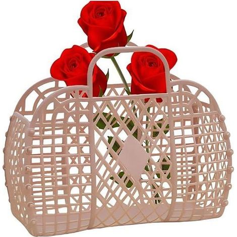 Tragbarer rosa Aufbewahrungskorb – ABS-Material – mit Griff – durchbrochenes Design, zerlegbar und faltbar – waschbar (1/2)