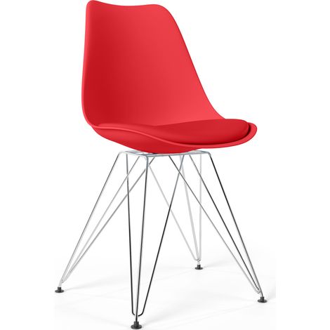 Silla de Comedor con cojín - Diseño Escandinavo y Patas de Metal negro - Skögur