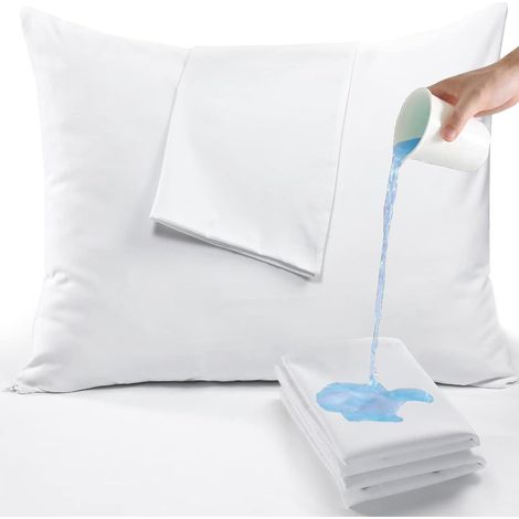 Protege Oreiller 60x60cm Lot de 2 Impermeable -Fermeture enveloppe - Respirant et Anti Punaise (1/5)