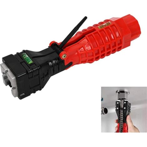 Verstellbarer Schraubenschlüssel für Wasserhähne – Zink-Aluminium-Legierung – 18 Funktionen – Doppelwasserwaage – Klappbar – 4 integrierte Magnete – Für Küchen- und Badezimmerinstallationen – 1 Stück (1/5)