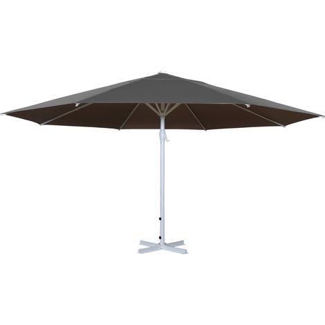Sombrilla de jardín exterior Ø 5m Poliéster Aluminio Blanco Poste 28kg antracita sin pie 040003854