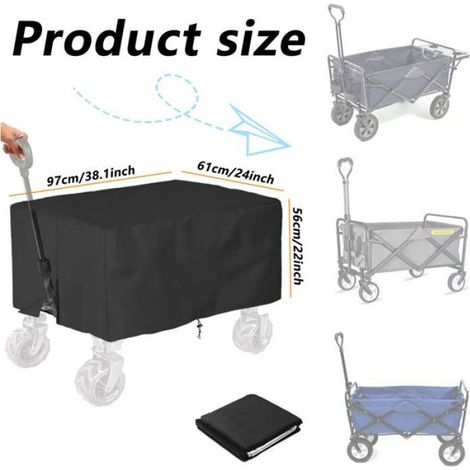 Housse Pluie Chariot Jardin - Oxford 97x61x56cm - Imperméable Avec Cordon Serrage - Lot 1 (1/5)