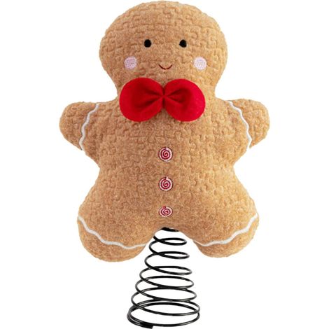Cimier de sapin Décoration de sapin en pain d'épices – Ornements mignons en peluche pour cheminée, bibliothèque, table à manger d'hiver, fournitures de fête de Noël d'intérieur (1/5)