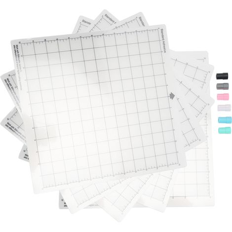 Lot de 5 tapis de découpe adhésifs antidérapants 30x30cm avec grille, adaptateur de 6 stylos pour Cricut Explore One (1/5)