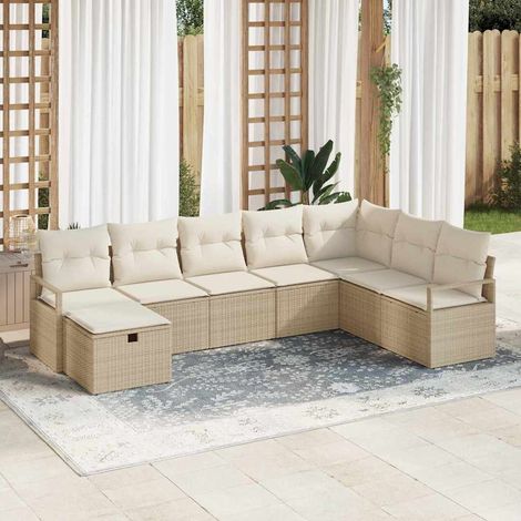 vidaXL Ensemble de Canapés avec coussin Beige et crème polyrotin (1/5)
