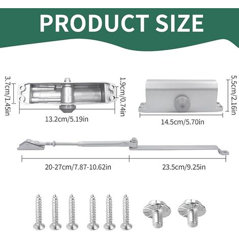 Automatic Door Closer with Lock Function, Adjustable Door Closer, Interior Doors for Business and Private, Home Door Weight 25-65kg (1/2)