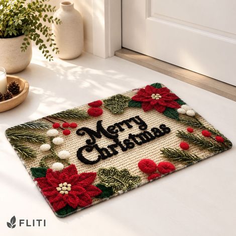 FLITI Christmas Wool Floor Mat, Merry Christmas, Entrance, Home, Bedroom, 40x60cm (1/5)