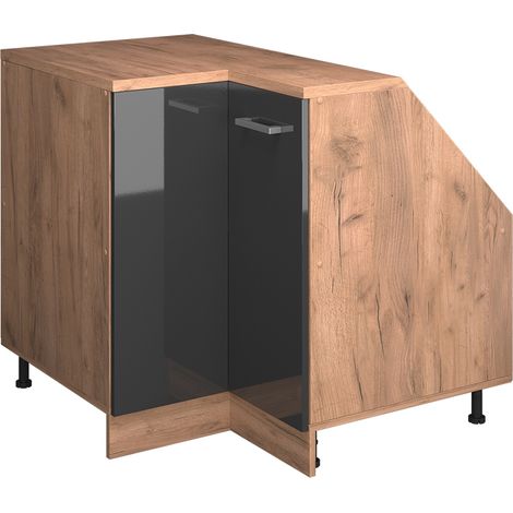 Meuble de cuisine d'angle pour combles R-Line, Anthracite Haute brillance, 75.6cm 1 porte, 60 cm de profondeur, Vicco (1/5)