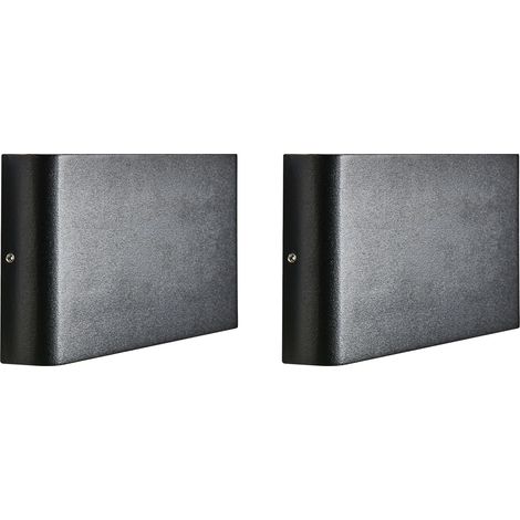 Set of 2 Outdoor LED Wall Lights Black Aluminium Rectangular Accent Lighting IP54 Modern Design ARDER (1/5)