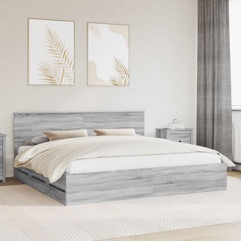 vidaXL Bettrahmen Graues Sonoma 200 x 200 cm Ingenieurs Holz (1/5)
