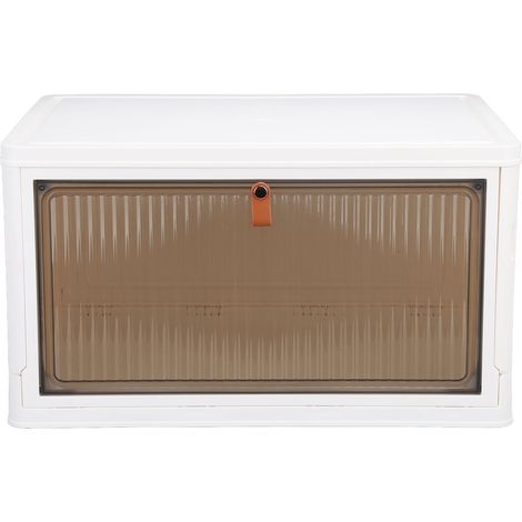 Faltbare und stapelbare Aufbewahrungsbox mit transparentem Fenster und Deckel, großes Fassungsvermögen für Kleiderschrank und Schlafzimmer (1/5)