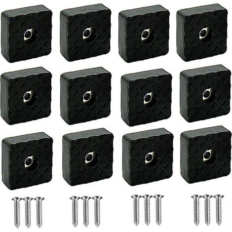 Set aus 16 schwarzen Silikon-Schutzgleitern für Möbelbeine, elastische Gummipuffer rutschfest für Möbel- und Stuhlbeine mit Schrauben (30 x 30 x 10 mm)