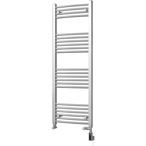 Zennor - Chrome Dual Fuel Towel Rail H1400mm x W500mm Thermostatic WIFI - Curved (1/3)