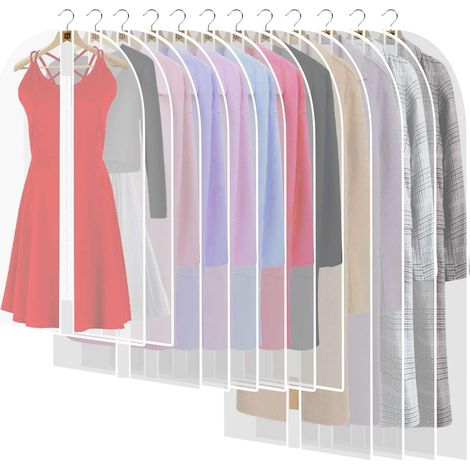 Lot de 12 housses de vêtements respirantes avec fermeture éclair, imperméables, anti-poussière, anti-mites, sacs de rangement pour vêtements et costumes pour hommes, sac de rangement pour garde-robe (1/5)